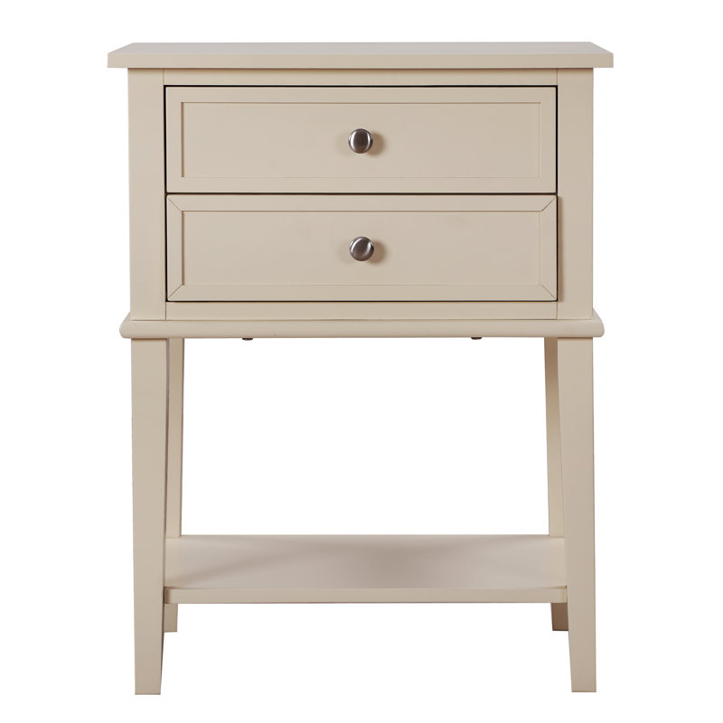 Table de chevet 2 tiroirs Newton, beige, Beige