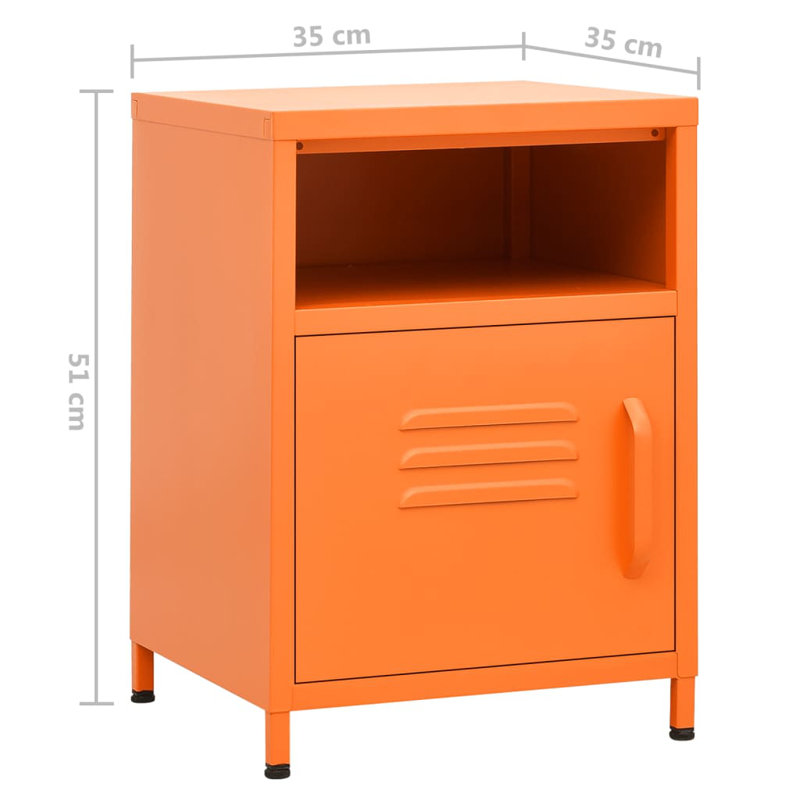 Bren 35cm W Steel Bedside Table, Orange, Set of 2