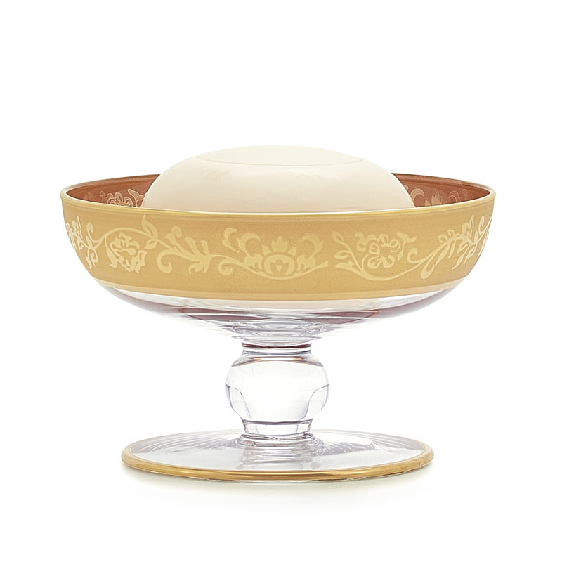 Bellino Glass Platinum Soap Dish, Clear/Gold