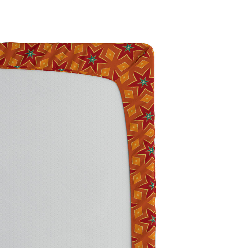 Microfiber Fitted Sheet, Queen Fitted Sheet, Orange/Red, Floral