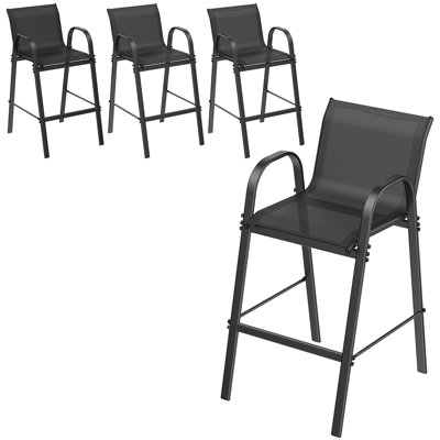 Wittig Patio Bar Stools With High Back And Armrests (Set Of 4) by Lark Manor