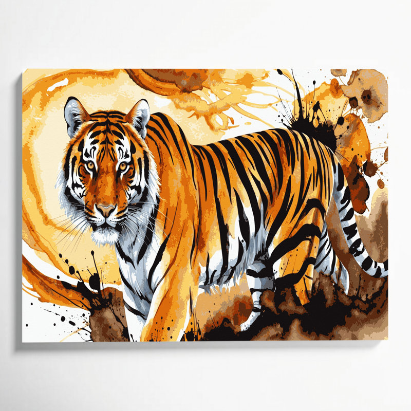Big Cats Golden Tabby Tiger Beige Canvas Wall Art, 11" H x 14" W