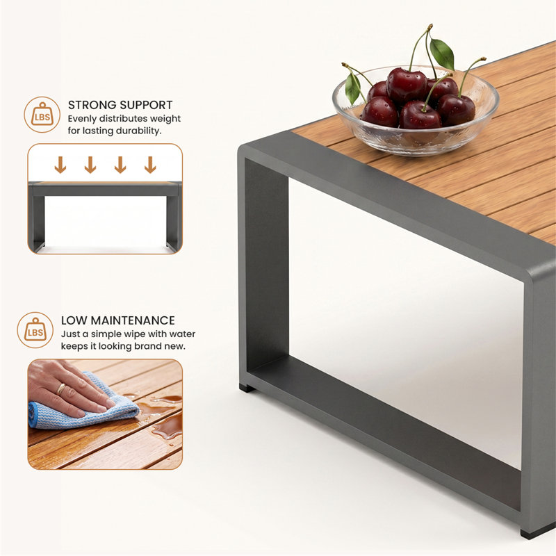 37" W Rectangular Aluminum Outdoor Coffee Table