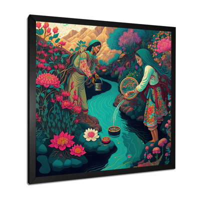 «South American Villagers by the River», reproduction sur toile