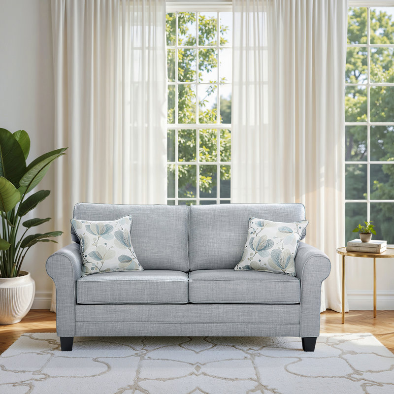 Meerab Rolled Arm Sofa Bed, Rumble Smoke, 39" H x 76" W x 39" D