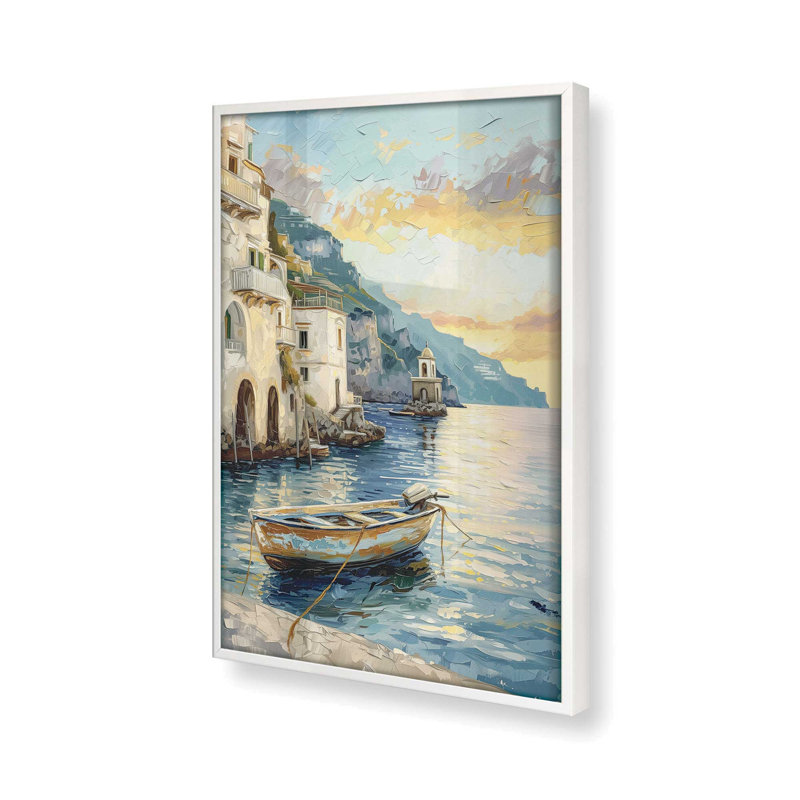 «Positano Azure Retreat», impression encadrée sur papier par Azure Artisanal Studio, Blanc opaque