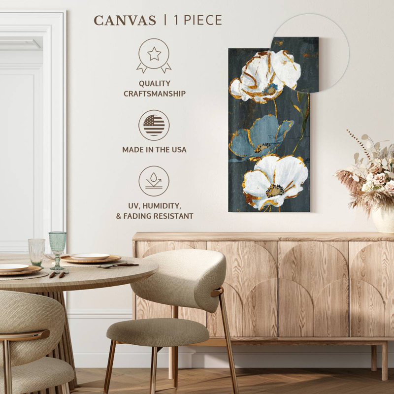Harnek Three Flower Gold Accents Mate, 30" H x 15" W