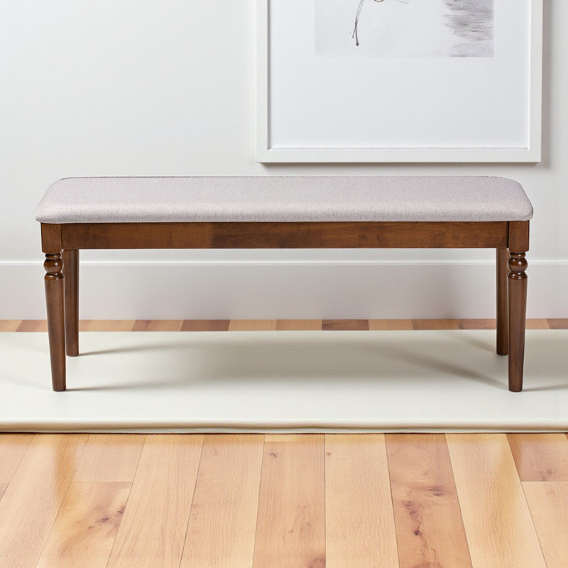 Geovanna Polyester Blend Upholstered Bench, Dark Brown, Sand
