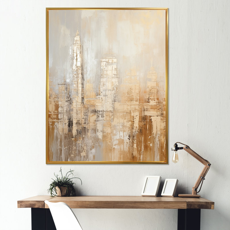 «Beys Skyscraper City Paint III», reproduction sur toile, Cadre flottant doré, H 20 po x l 12 po