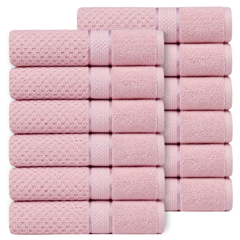 Collection de serviettes essuie-mains texturés 100% coton Hode, Essuie-mains - paquet de 12, Mauve raisin