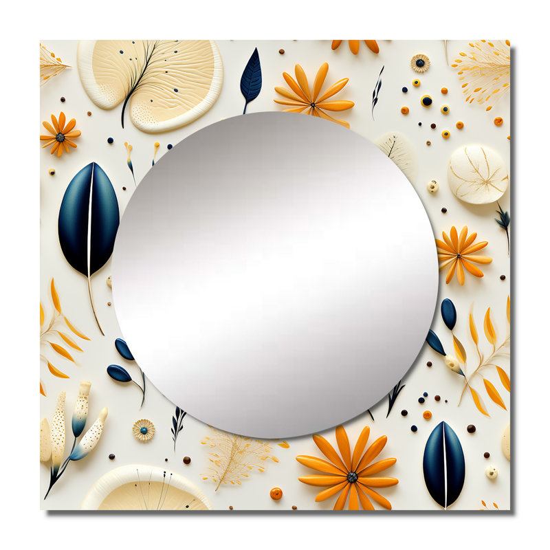 Motif bohème de fougères bleues et blanches minimalisme minimaliste floral, 36 po x 36 po