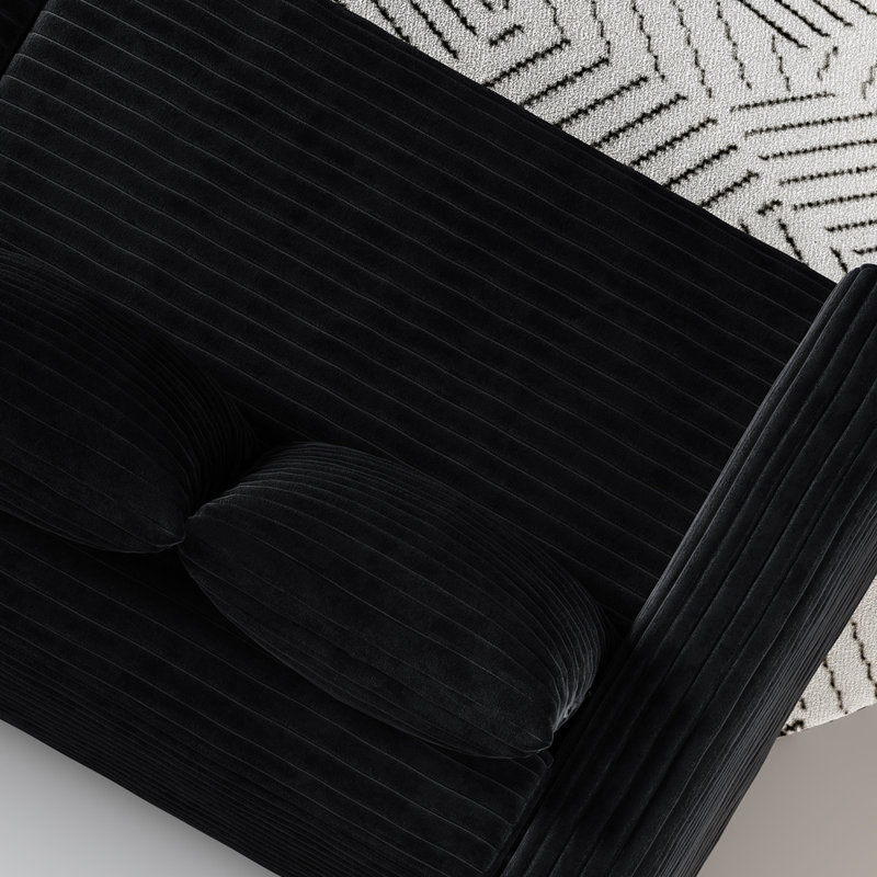 Plush Corduroy Ottoman for 2, 3, and 4 Seater Sofas, Versatile and Comfortable for Living Rooms and Offices, Black