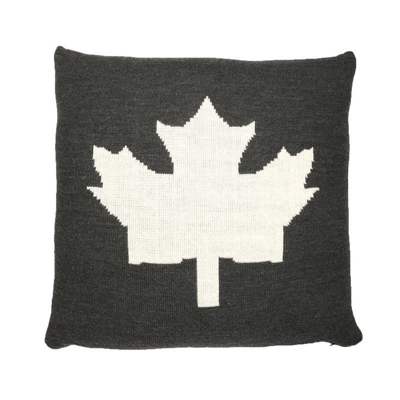 O Canada Throw Pillow, 26" x 26", Black/White, Feathers