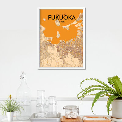 Fukuoka, carte de la ville, impression rétro