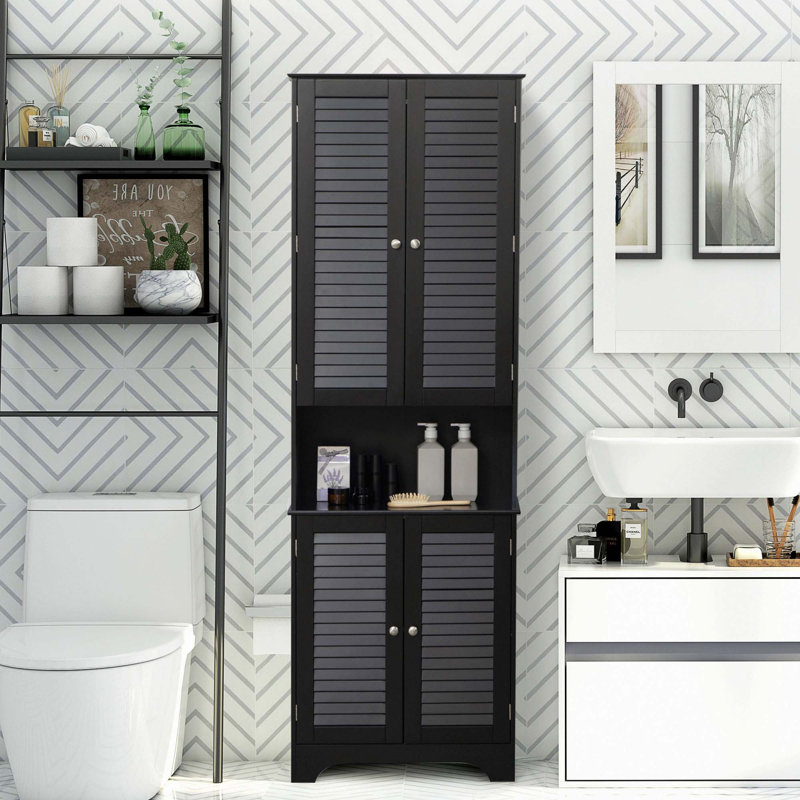 Tall Narrow Bathroom Storage Cabinet, Black