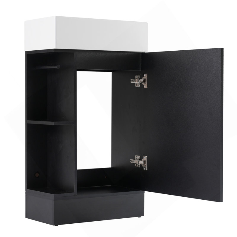 18.6" Bathroom Vanity With Sink, Bathroom Vanity Cabinet With Two-Tier Shelf, Left Or Right Orientation, Black (WF308491 New Color)