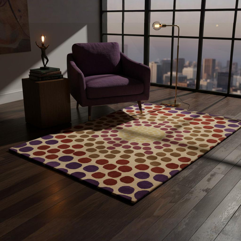 Tapis en laine touffeté à la main à motif de pois multicolores Ailey Authentic, 8 pi x 10 pi