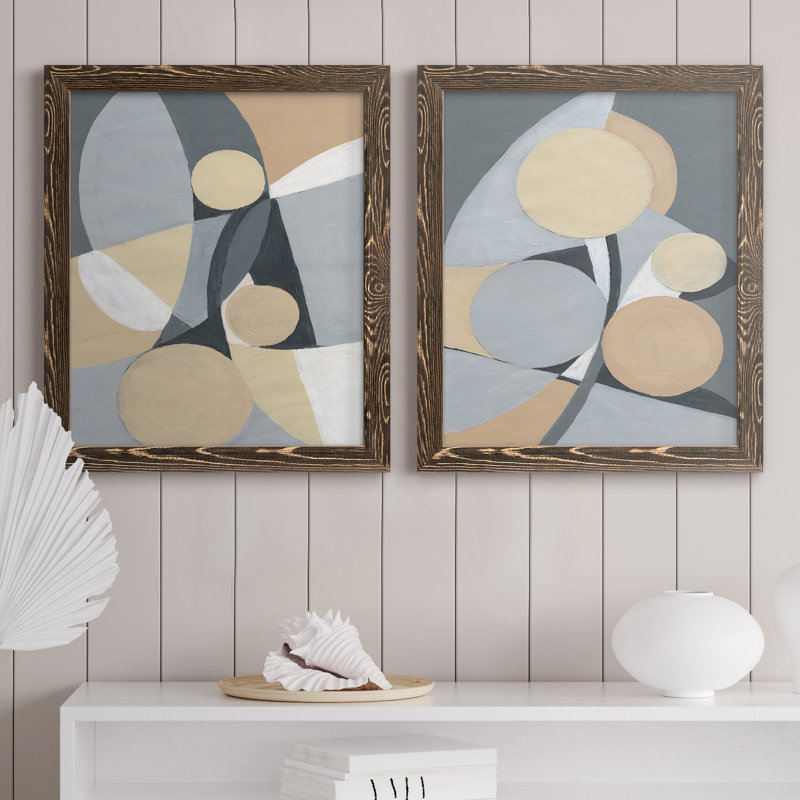 Millenium I - ensemble de 2 peintures sur toile encadrées, H 31,5 po x l 47 po x P 1,5 po, Toile avec cadre en noyer