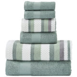 Ensemble de serviettes réversibles en fils de jacquard réversible 6 pièces Modern Threads Pax - Serviettes de bain, débarbouillettes et débarbouillettes - Super absorbant et à séchage rapide