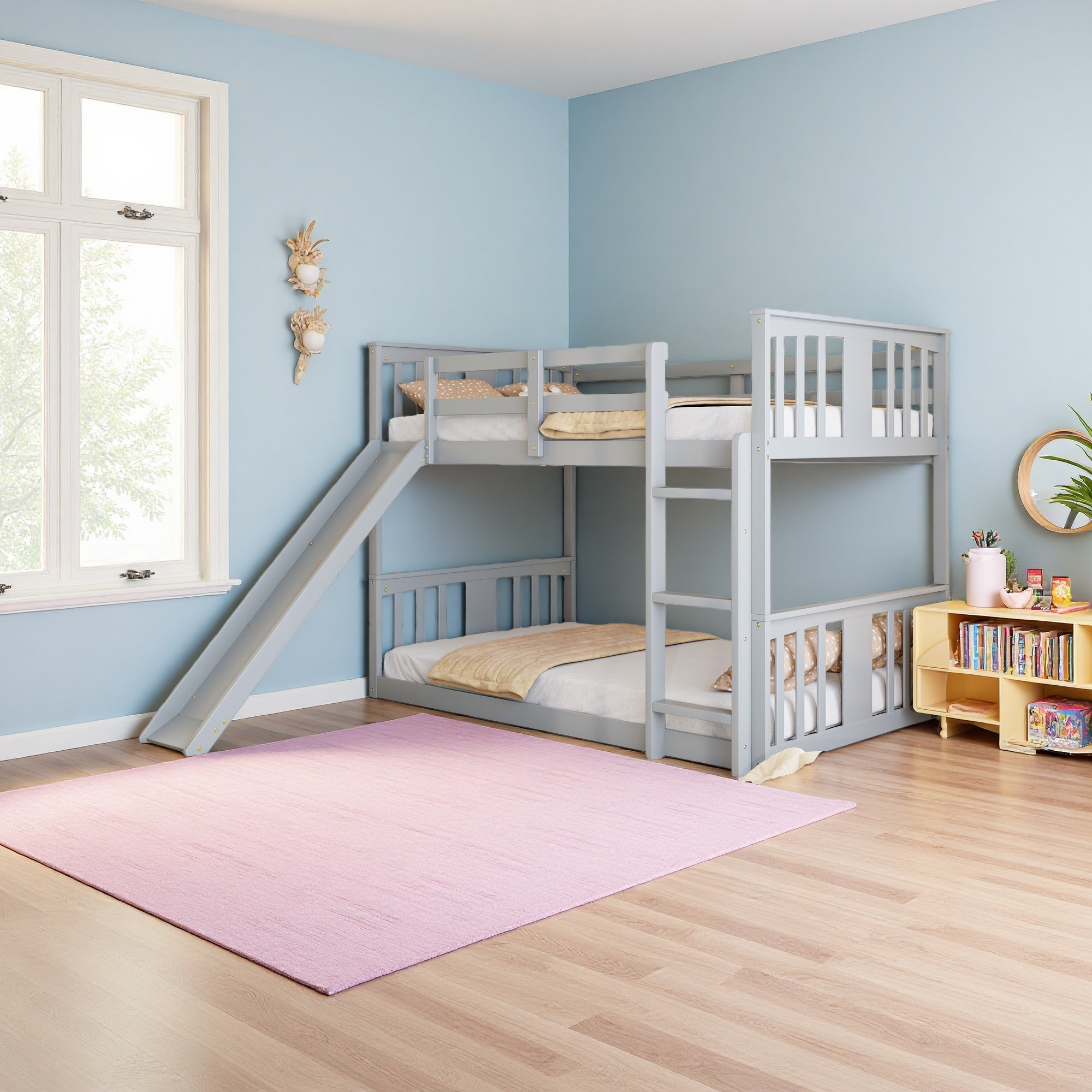 Harriet Bee Twin Over Twin Bunk Bed With Slide And Ladder | Wayfair