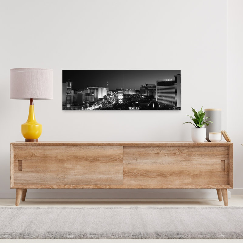 Buildings Lit Up At Night Las Vegas Nevada USA by Thomas Winz - Wrapped Canvas Panoramic Print, 30.48 cm H x 91.44 cm W