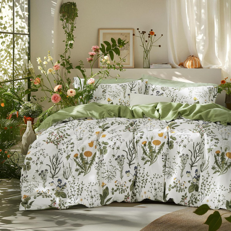 Ensemble de housse de couette réversible 100% coton avec fermeture à glissière