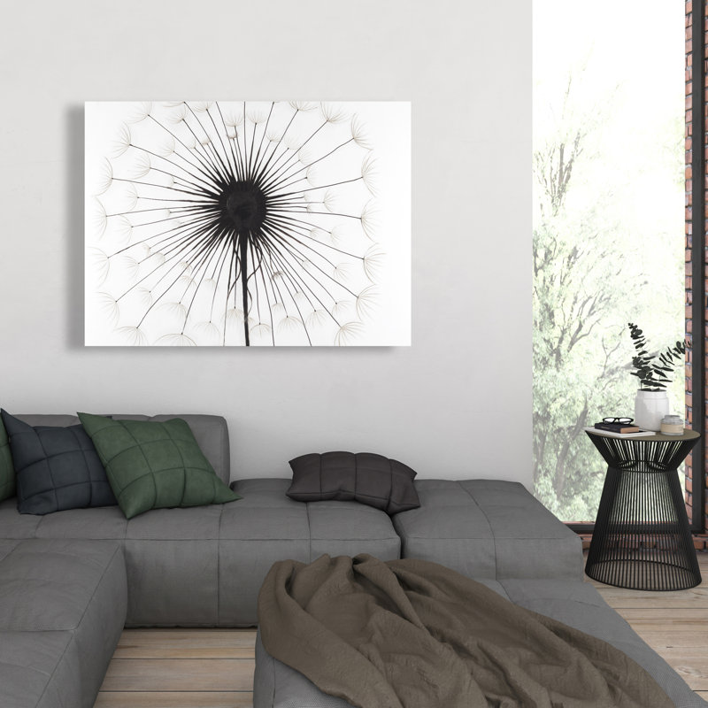 Dandelion Botanical White Canvas for Elegant Home Decor