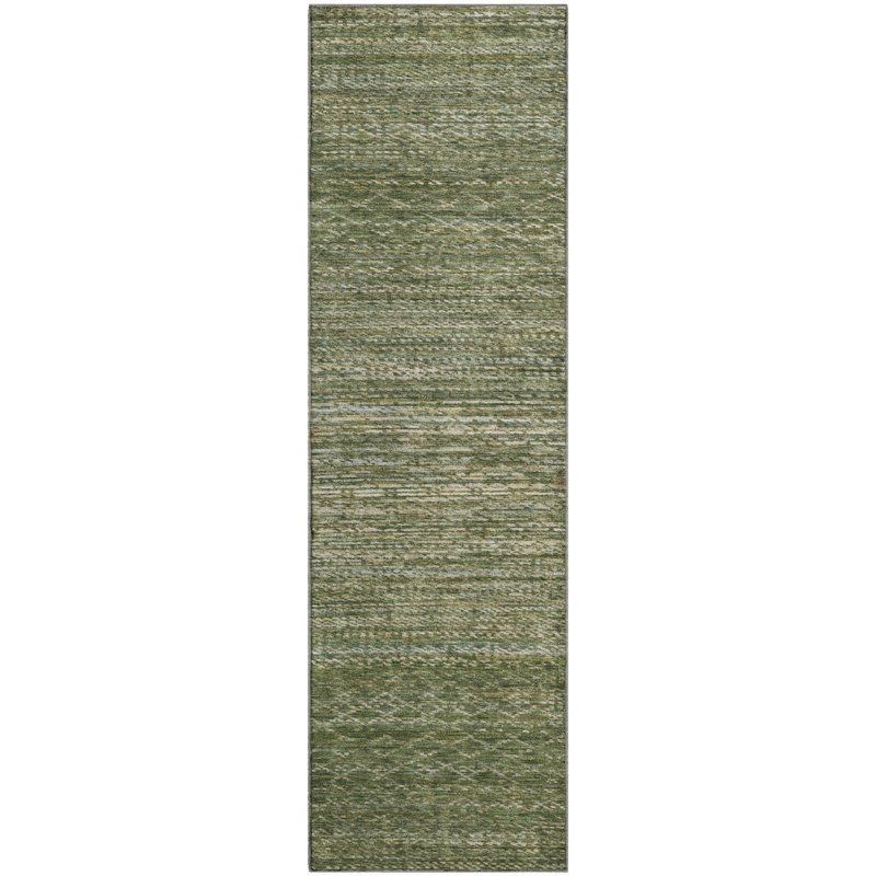 Premium Machine Washable Mayfield AMF2150 Striped Rug, Runner 2'3" x 7'6", Fern