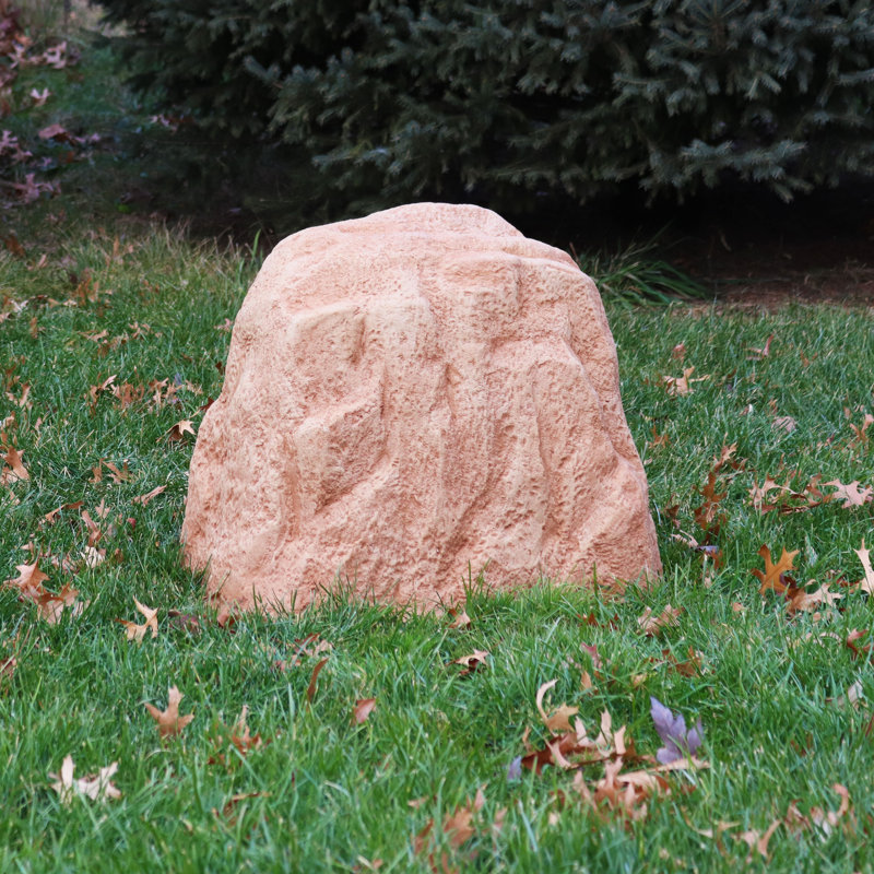 Sand Polyresin Faux Landscape Rock Cover with Metal Stakes
