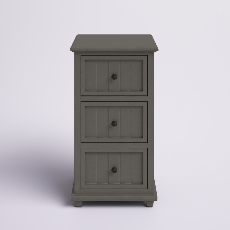 Table de bout à 3 tiroirs avec rangement Aniakudo, Gris ardoise