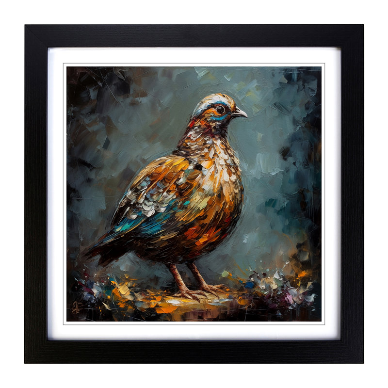 Partridge Palette Knife Painting - Framed Print, Black