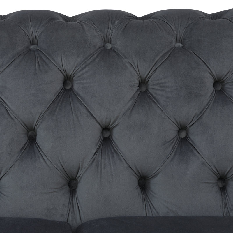 Ilidio Round Arm Sofa, 32'' H X 70'' W X 24'' D, Gray Velvet