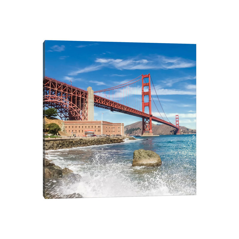 Golden Gate Bridge Coastline Impression by Melanie Viola - Wrapped Canvas Print, 45.72 cm H x 45.72 cm W x 1.91 cm D