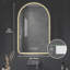 Miroir de salle de bain arqué à DEL 32 po x 60 po, indicateur de temps et de température, rétroéclairé, brouillard, gradation 3 couleurs, cadre noir pour lavabo moderne 32 po x 60 po avec température, rétroéclairage, brouillard, éclairage à intensité variable