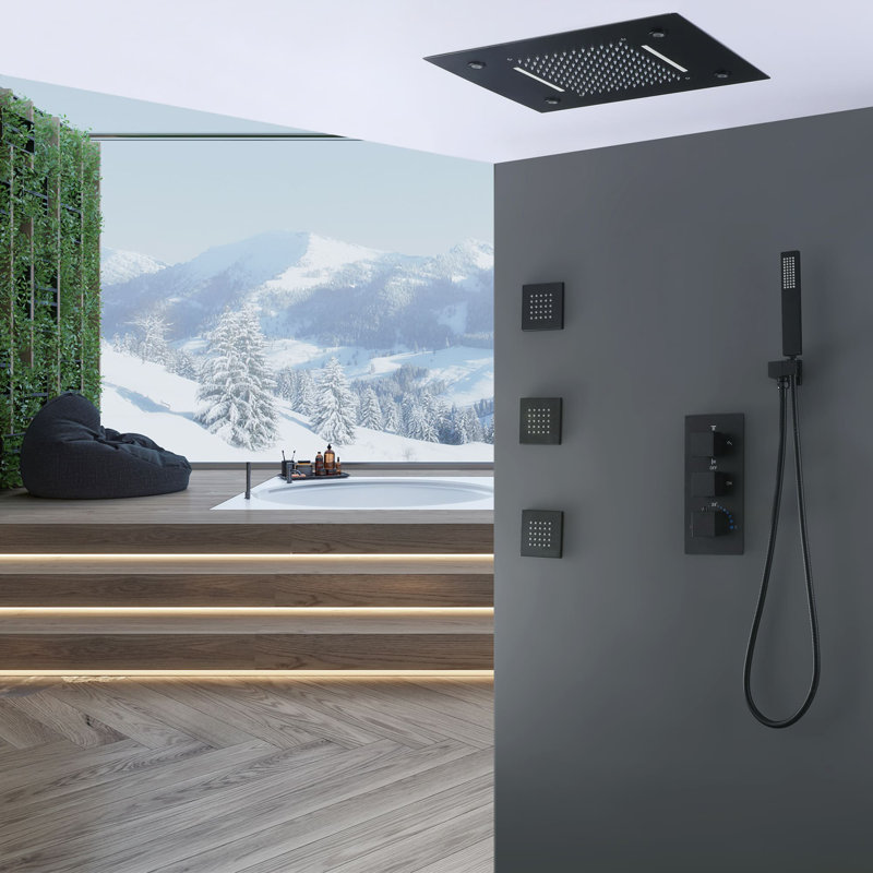 Thermostatic All-In-One Kit with Rough in-Valve,  Matte Black