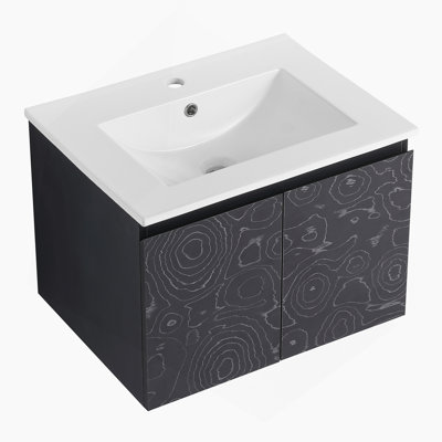 Meuble-lavabo mural 24 po avec lavabo en céramique