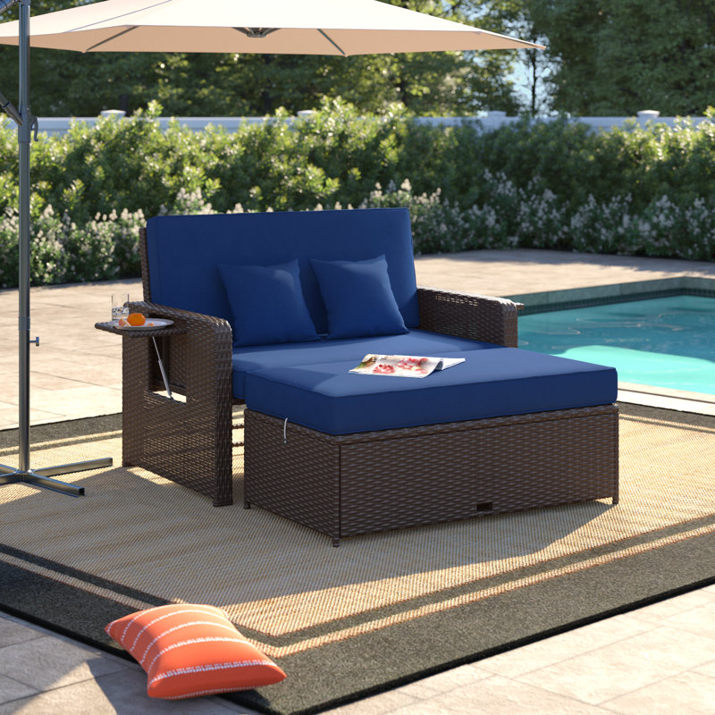 Causeuse d'extérieur avec coussins de 67 po de largeur Arianit, Bleu marine