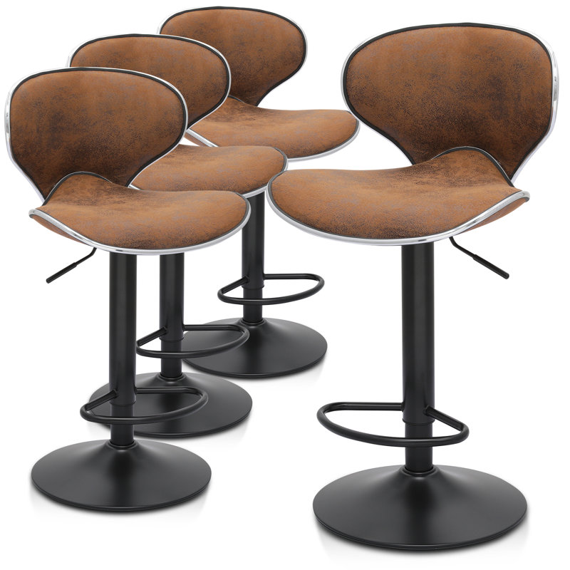Tabouret de bar Angles, Similicuir café clair, 4