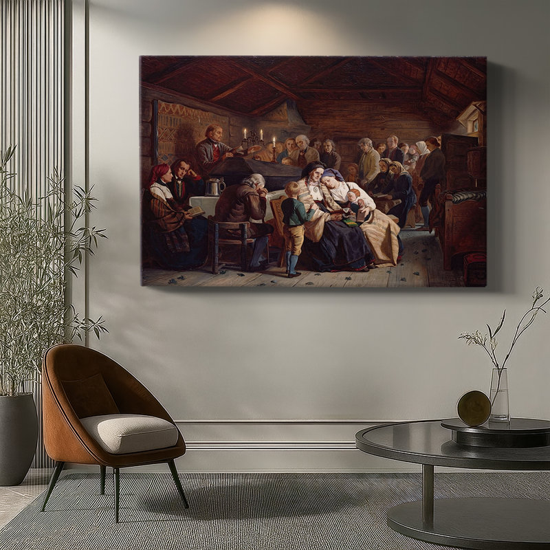 Haugianerne (Low Church Devotion)-Adolph Tidemand-Gallery Wrapped Canvas-1848, 40 x 60