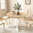 Farmhouse Expandable Dining Table for 6 | White Oak Finish | Oval Trestle Base |