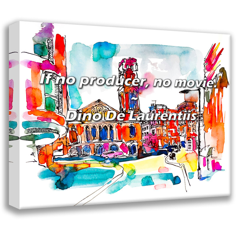 Citation artistique «If no production, no film.» Toile tendue par By Dino De Laurentiis, H 33 po x l 48 po