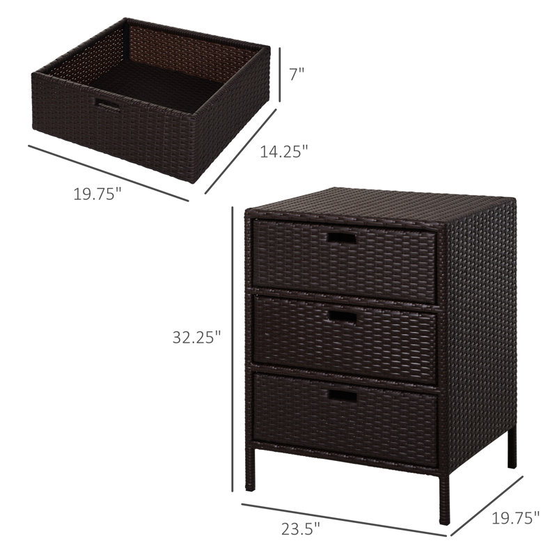 Commode 3 tiroirs Aaban, Brun