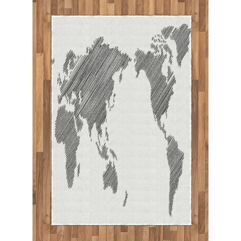World Map High Density Long Fiber Poly Threads Decorative Area Rug Carpet, Rectangle 4' x 5'8"