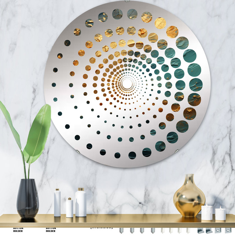 Miroir Spiral , H 23,6 po x l 23,6 po, Golden Emerald Surge II