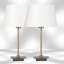 Pair (2x) Square Stick Antique Brass Metal Bedside Table Lamp 