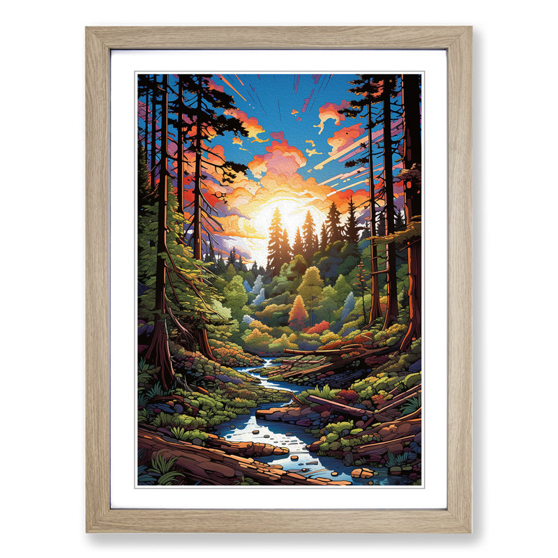 Single Picture Frame Print on Wood, Oak Framed, 64cm H x 46cm W