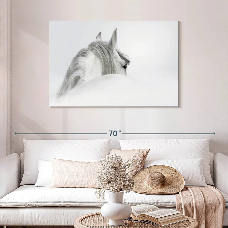Cheval blanc exquis Brampt, H 30 po x l 45 po