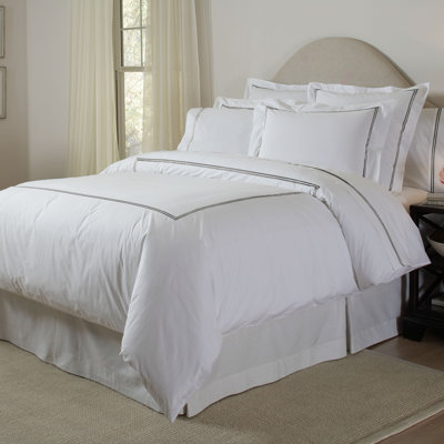 Pointehaven Percale Long Staple Cotton Double Satin Stitch Duvet Set