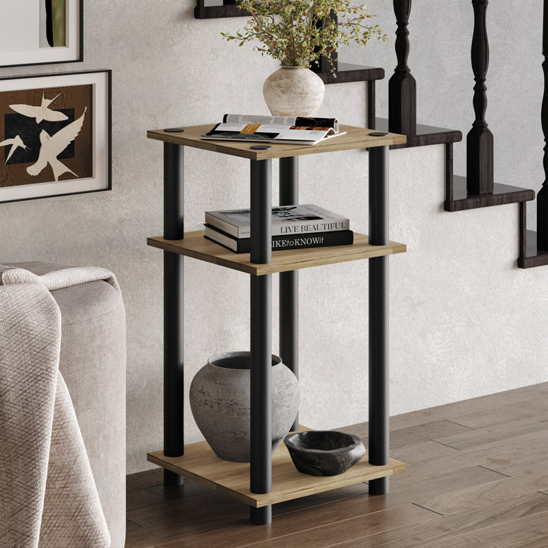 Table de bout à 3 niveaux facile à assembler en chêne naturel, Chêne naturel