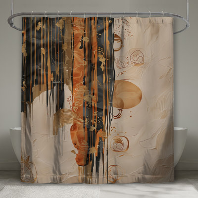 Textured Drip Abstract Shower Curtains Extra Long